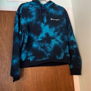 Blue tie-dye champion sweatshirt